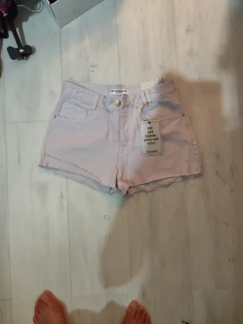Mini short en jean mauve pastel 34 us neuf