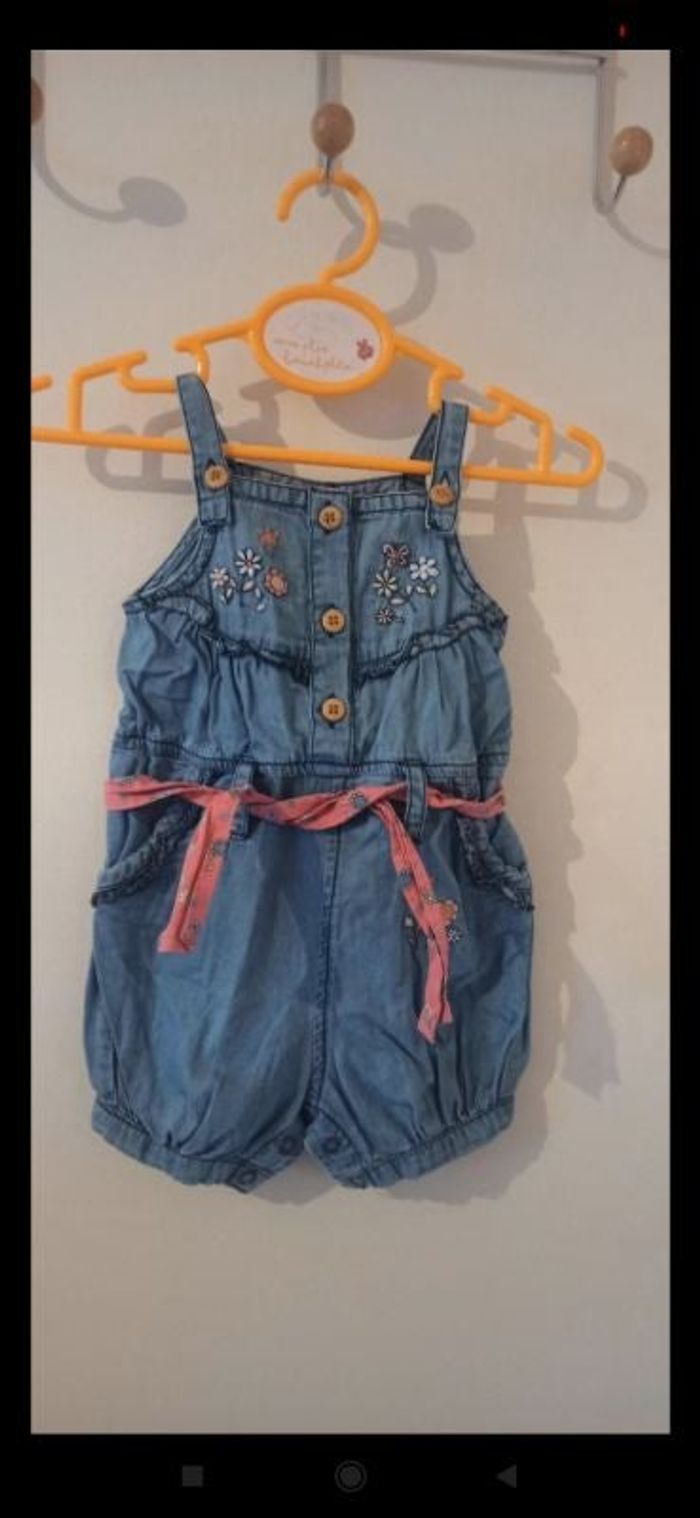 Combi short en jeans 3 mois
