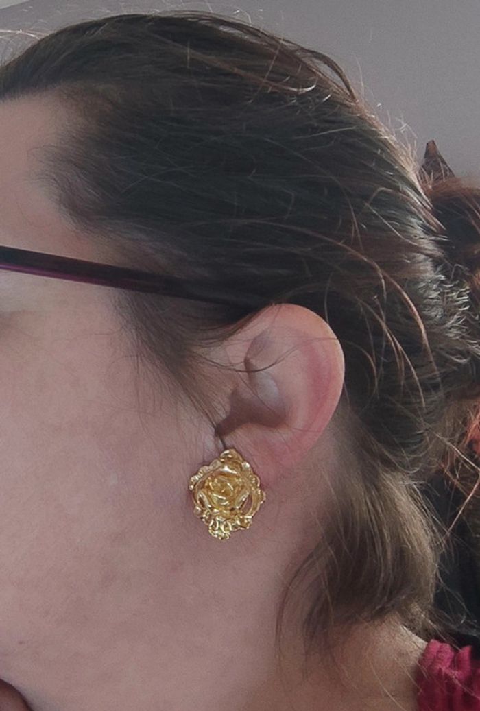 Clips d'oreilles vintage rose dorée - photo numéro 5