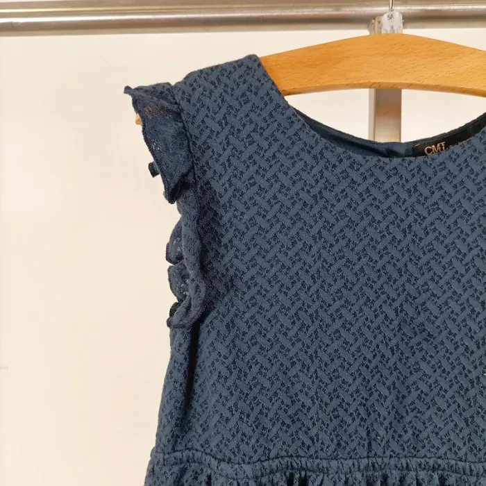 Robe bleue fille 8 ans CMT Collection, sans manches, volantée et texturée A1111 - photo numéro 5