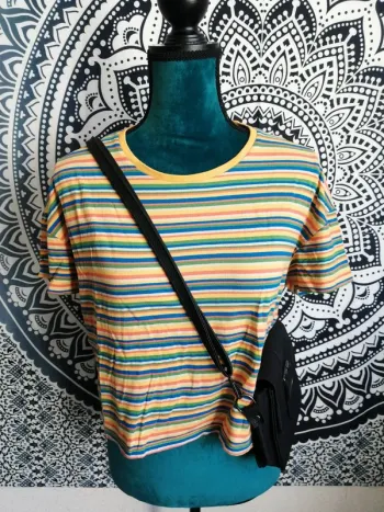 Tee-shirt crop top rayé multicolore / lola paris / (M)