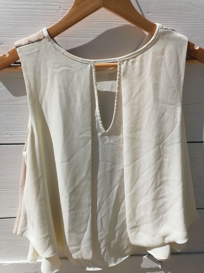 Débardeur fluide Zara taille 36 superposition couleur ivoire et beige - photo numéro 6