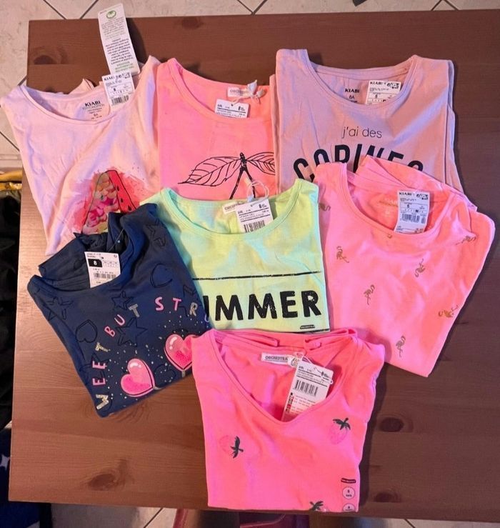 Neufs (non portés) A SAISIR !!! 🥰😍superbe lot Tee-shirts mc 8 ans fille💙🥰😍