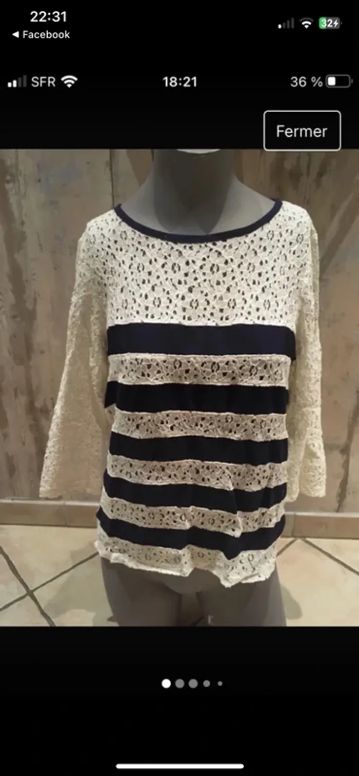 Superbe blouse en dentelle en 40 de chez La Redoute excellent état