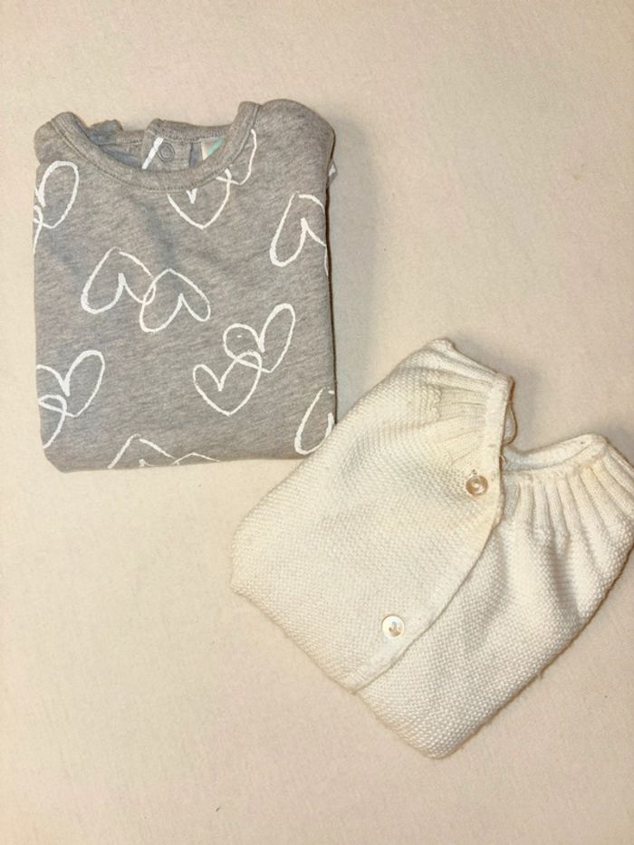 Lot 2 pièces combi et gilet 1 mois fille - photo numéro 3