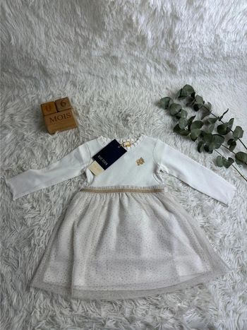 Robe beige et tulle blue seven taille 6-9 mois