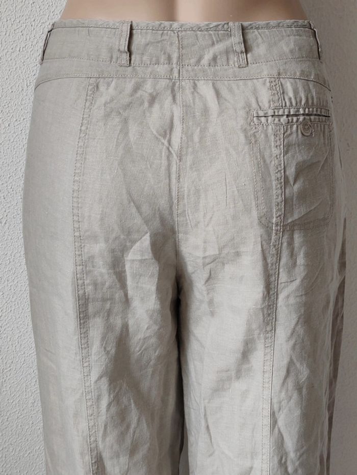 Pantalon droit en lin beige Patrice Bréal taille 40 - photo numéro 4