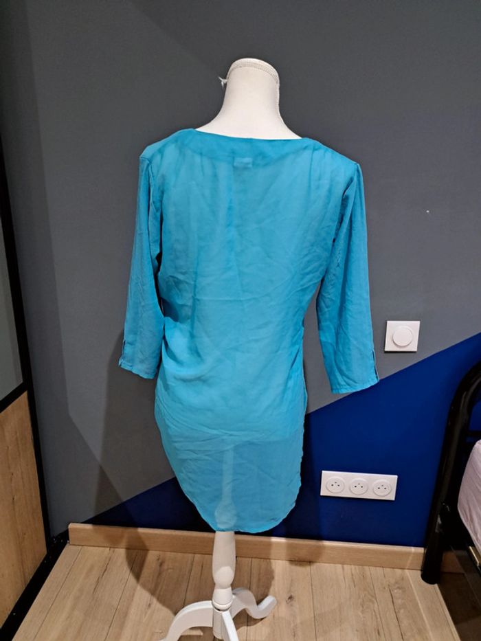 Tunique bleu transparent 3 suisses taille 38 peu être utilisé pour la plage - photo numéro 5