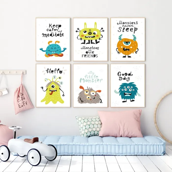 Affiches “Petits Monstres Rigolos” pour chambre enfant - photo numéro 3