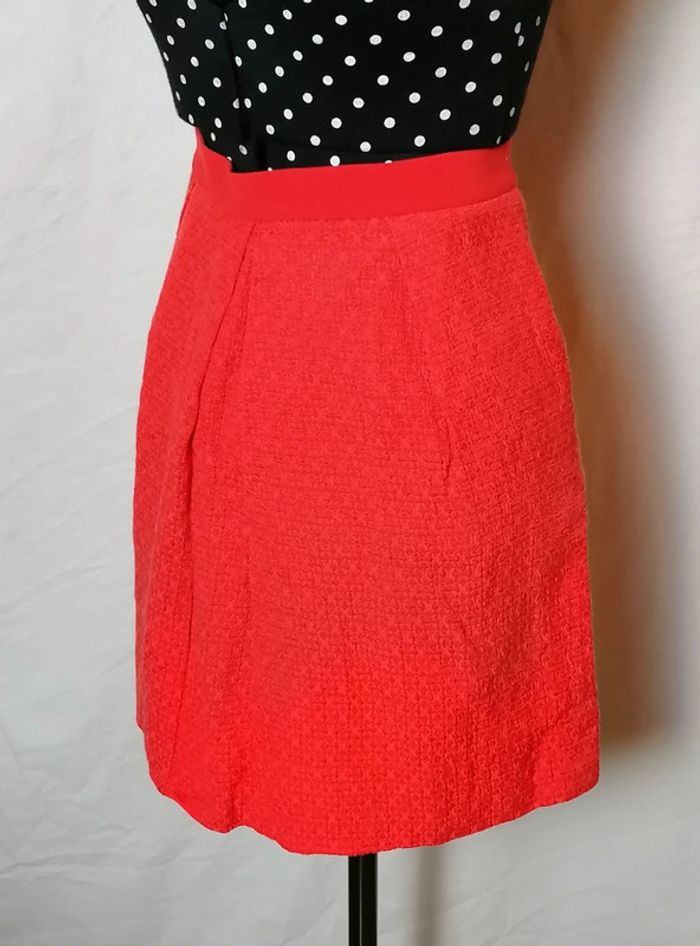 Jupe courte rouge en soie et coton taille 38 Claudie Pierlot - photo numéro 3