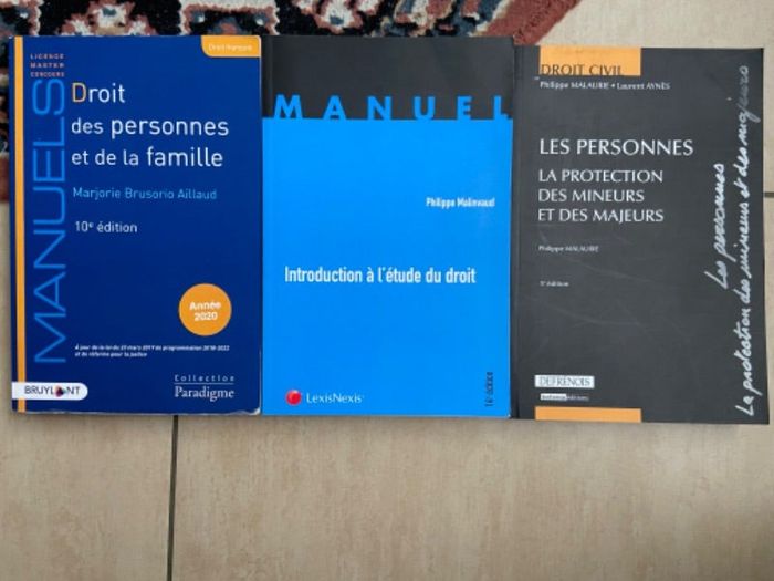 des mineurs et des majeurs + droit des personnes et de la famille +introduction à l’étude du droit