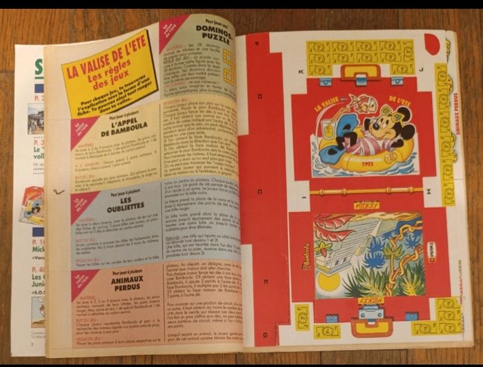Lot Bamboula journal de mickey avec valise de l'été N°2142H 1993 + fiches vintage - photo numéro 2