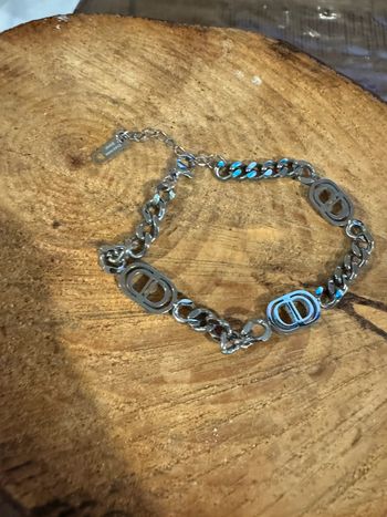 Bracelet mailles larges et épaisses CD acier inoxydable argent réglable