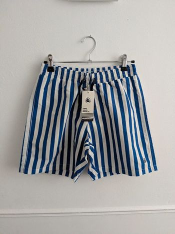 Short de bain rayé bleu et blanc 12 ans