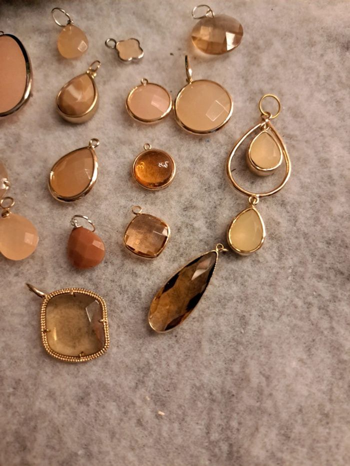 Lot de pendentifs orangé marron clair et beige - photo numéro 8