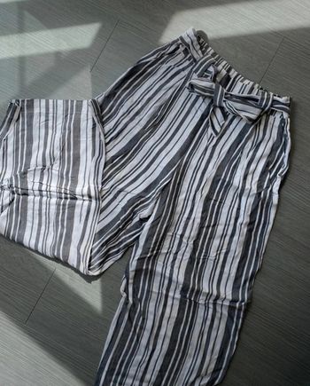 Pantalon large palazzo rayé gris blanc h&m 38 neuf