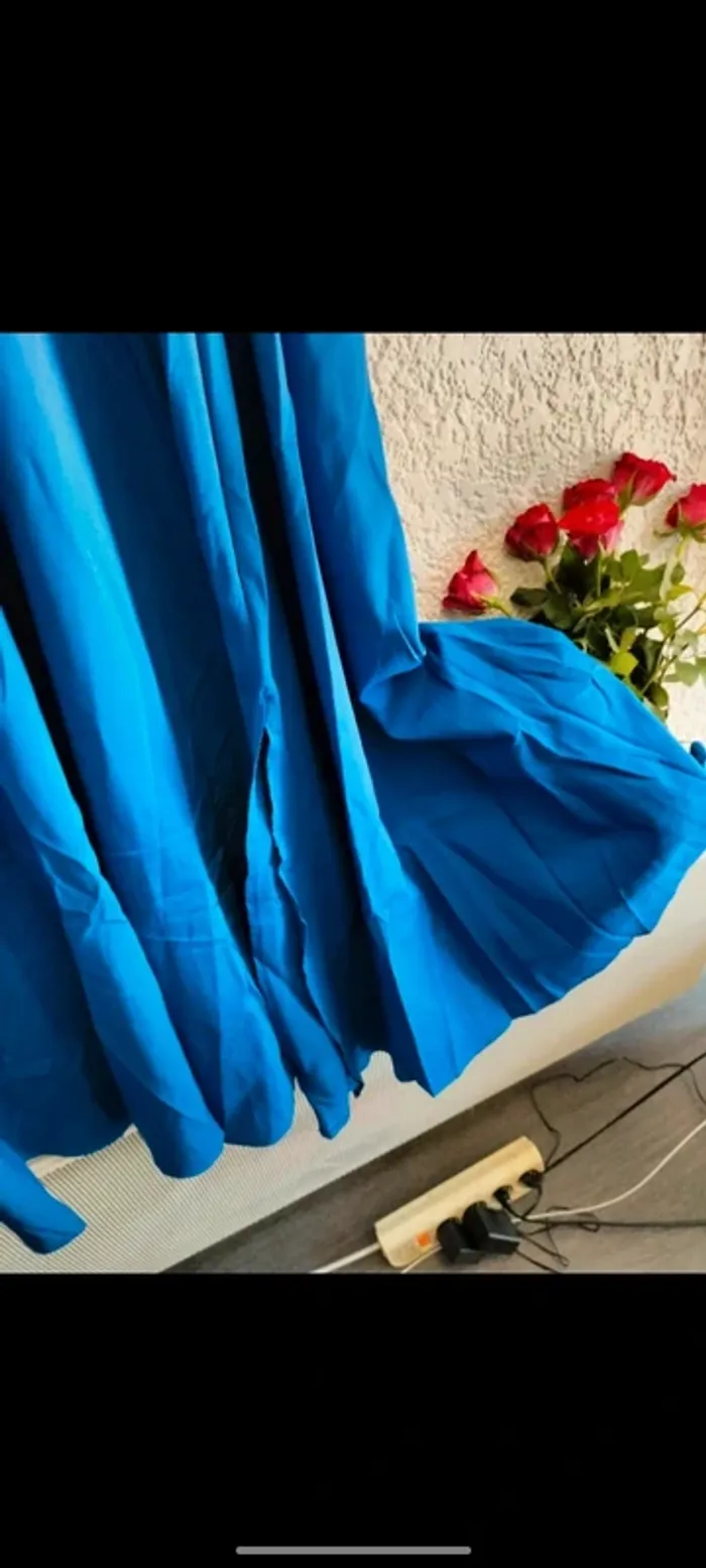 Jupe longue taille haute T S bleu ample - photo numéro 4