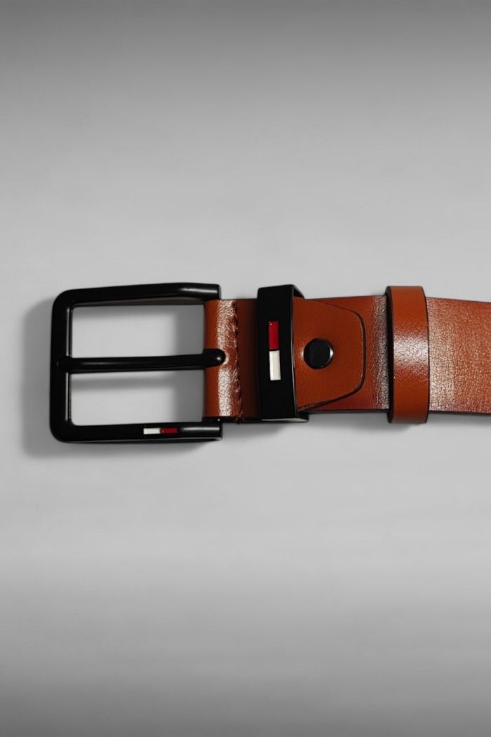 Ceinture cuir marron clair Boucle acier noire 120CM - photo numéro 2