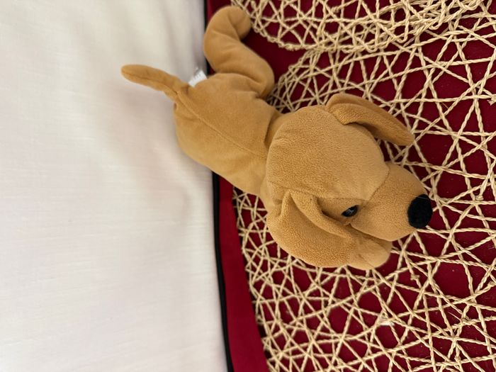 DOUDOU PELUCHE CHIEN NICOTOY MARRON BEIGE NEZ NOIR