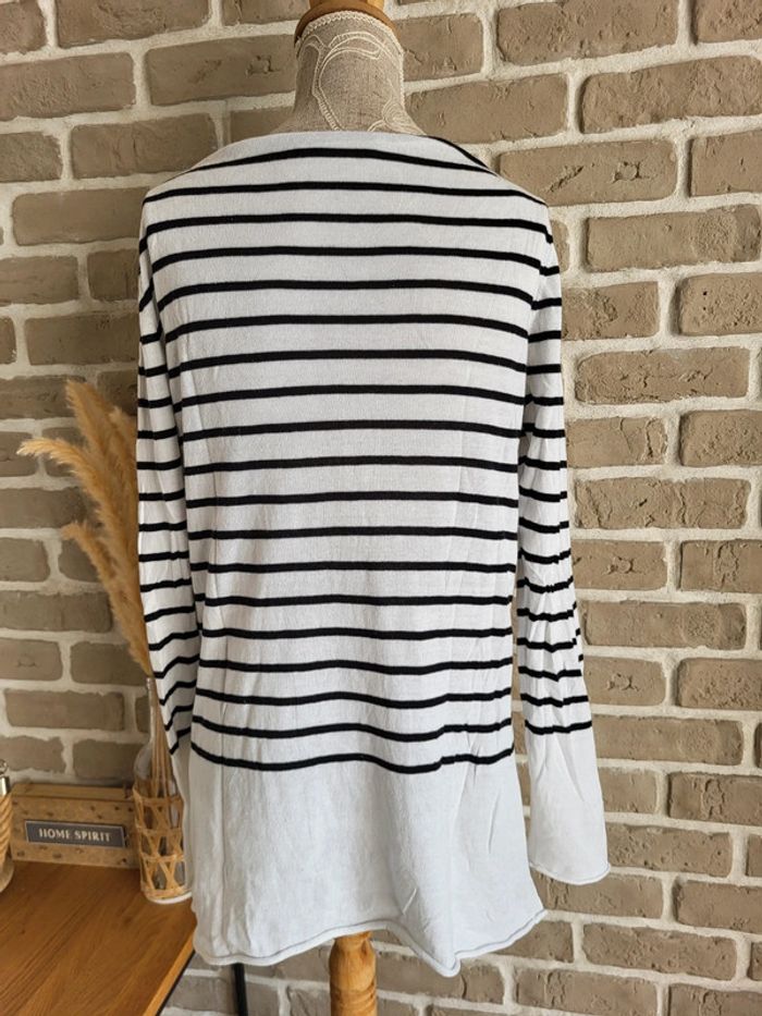 Pull marinière à rayures noires Manoukian - 100% coton - photo numéro 5