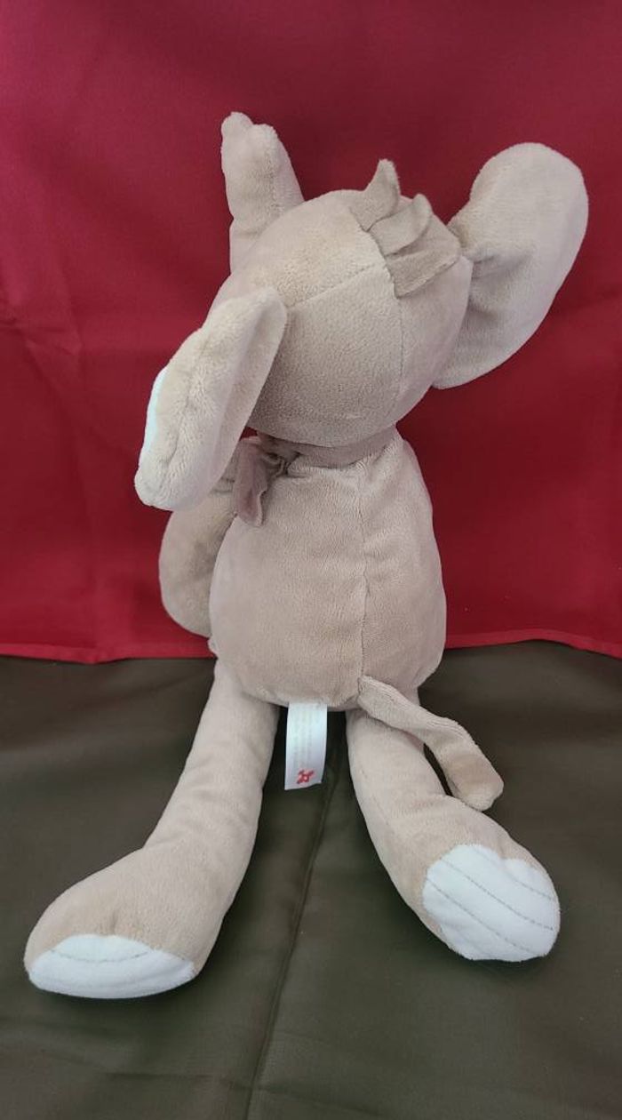 Nicotoy - Peluche doudou éléphant beige gris - photo numéro 3