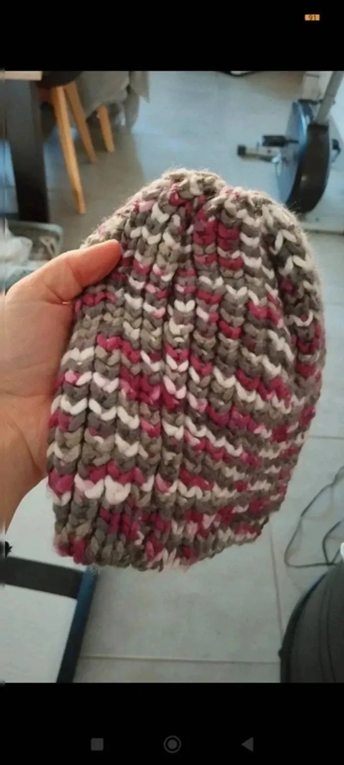 Ensemble bonnet écharpe kaki bordeaux beige 250 x 18 cm - photo numéro 2