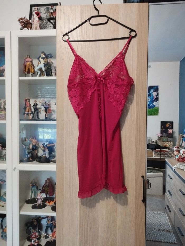 Ensemble nuisette + culotte rouge dentelle neuf - Taille XL 42 - photo numéro 2
