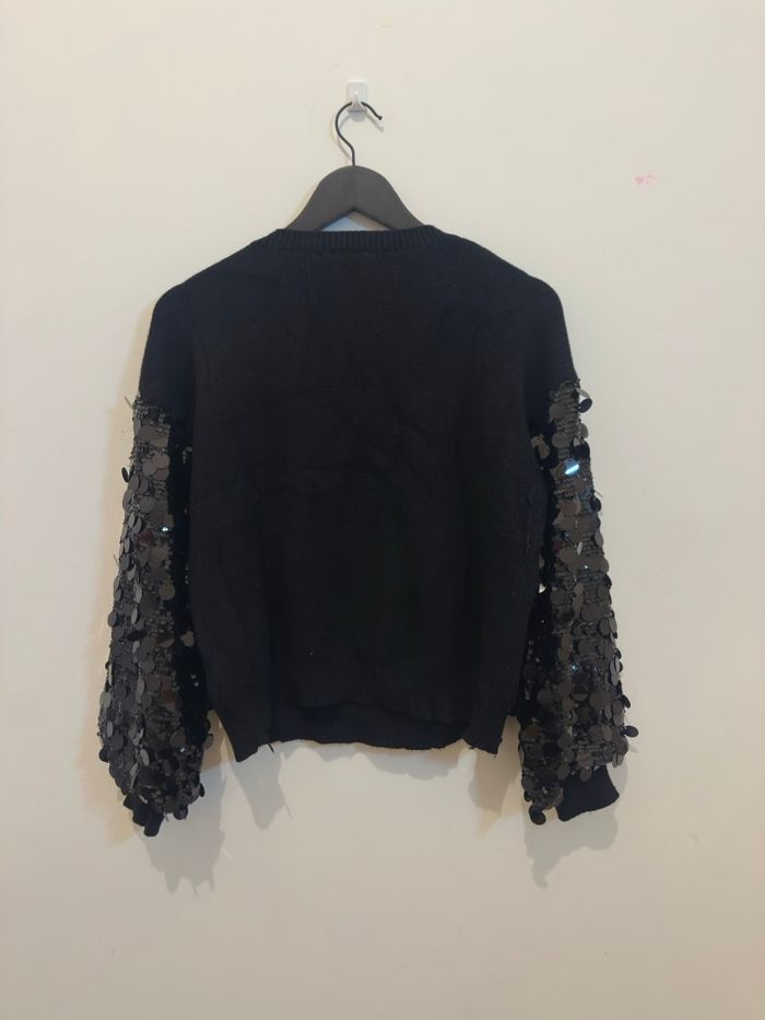 Pull noir manches à sequin - photo numéro 5