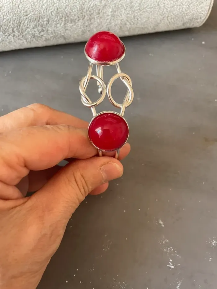 Bracelet cabochon en résine rouge - photo numéro 2