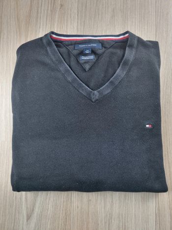 Sweat à coll V Tommy Hilfiger noir " Prenium Cotton " Homme Taille M
