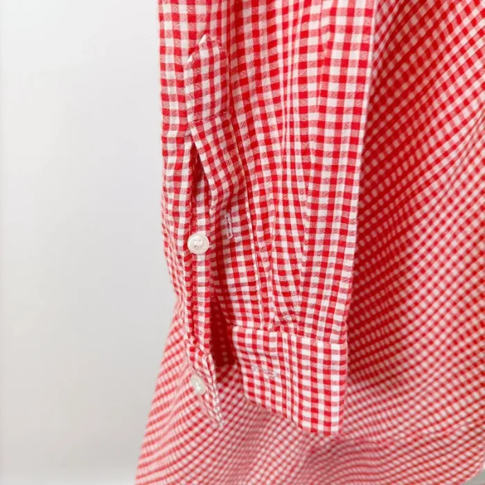 Chemise vichy rouge et blanche Anne Klein 100% coton col mao T.36 A1516 - photo numéro 4