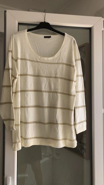 Joli pull femme beige et doré