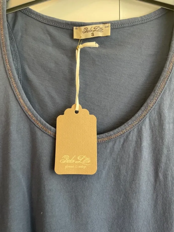 T-shirt bleu foncé neuf pako litto taille S - photo numéro 3