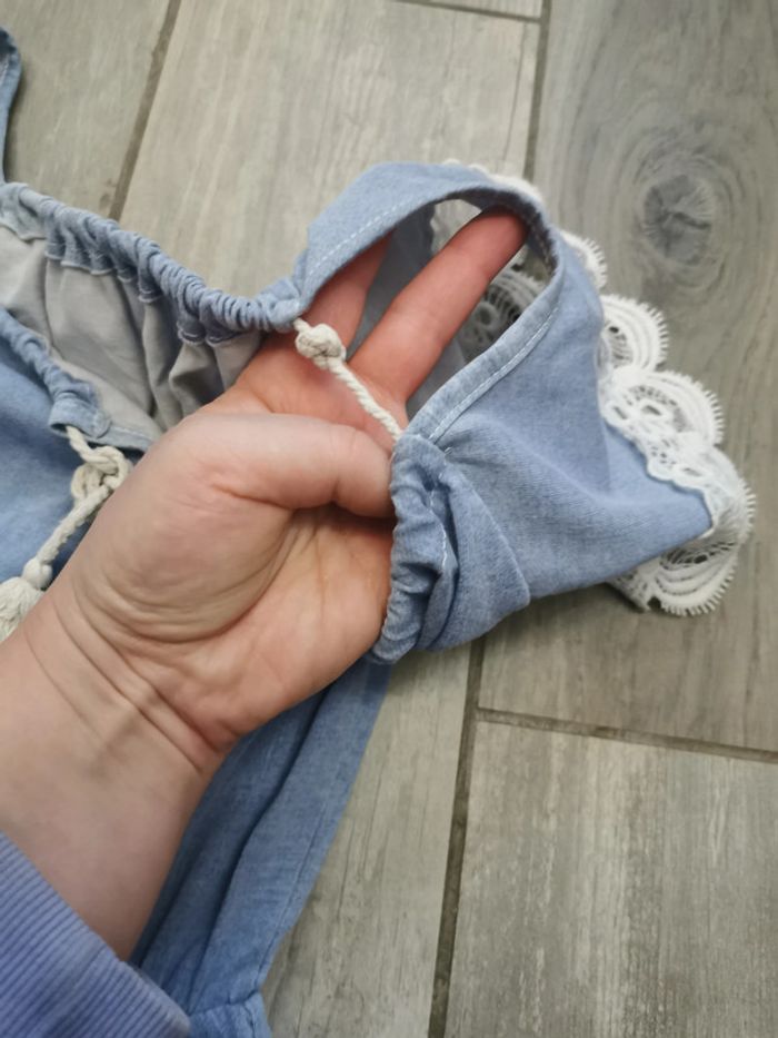 Combishort bleu dentelle blanche pour fille 6 ans - photo numéro 6