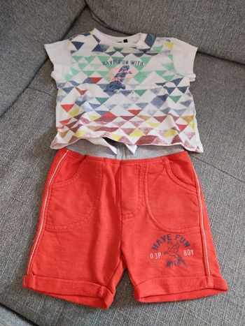 Ensemble short+tee-shirt taille 3-6 mois