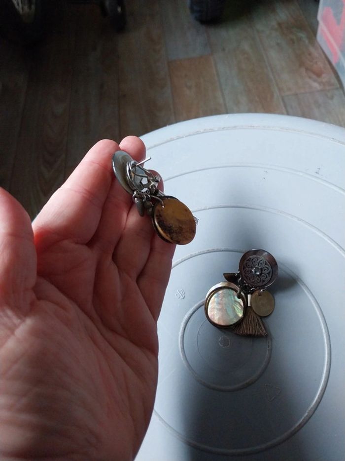 Boucles d'oreilles Gris Perle - photo numéro 4