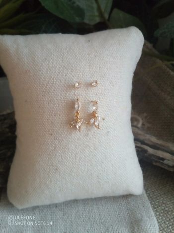 Lot de 2 paires de boucles d'oreilles zirconium blanc