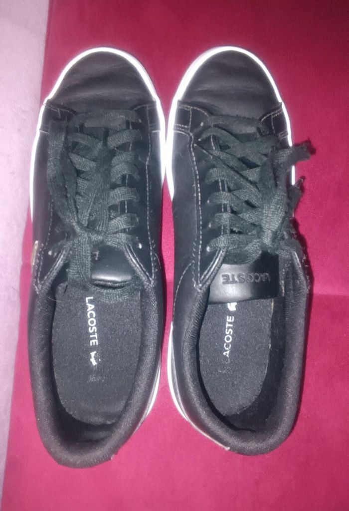 Baskets cuir noir Lacoste