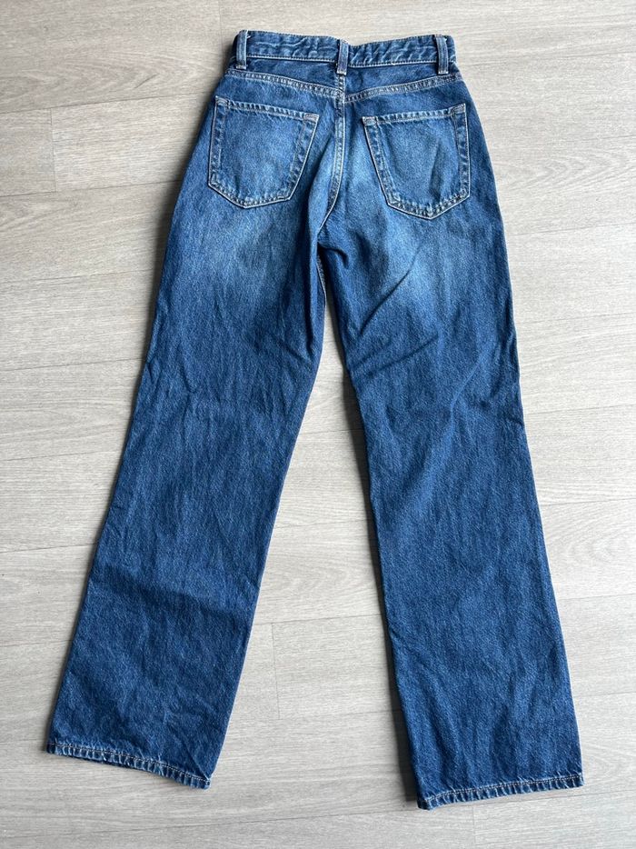 Jean large taille haute bleu foncé Bershka T32 - photo numéro 3