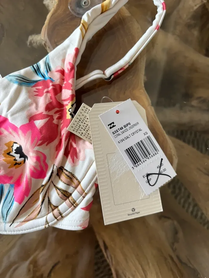 Haut de maillot de bain Billabong fleur blanc femme noeud - photo numéro 5