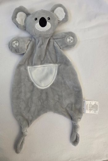 Doudou plat Koala gris,blanc et satin- Bubba Blue