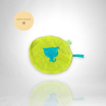 Doudou rond vert chat bleu orchestra prémaman DP237
