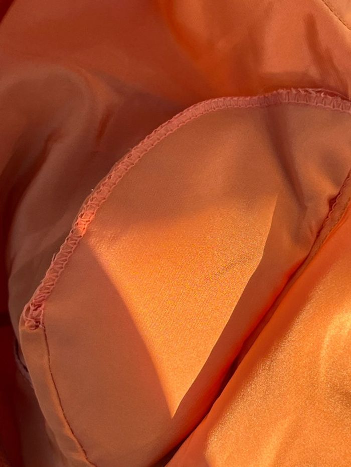 Chemise fluide manches longues bouffantes et épaulettes - orange satiné - photo numéro 14