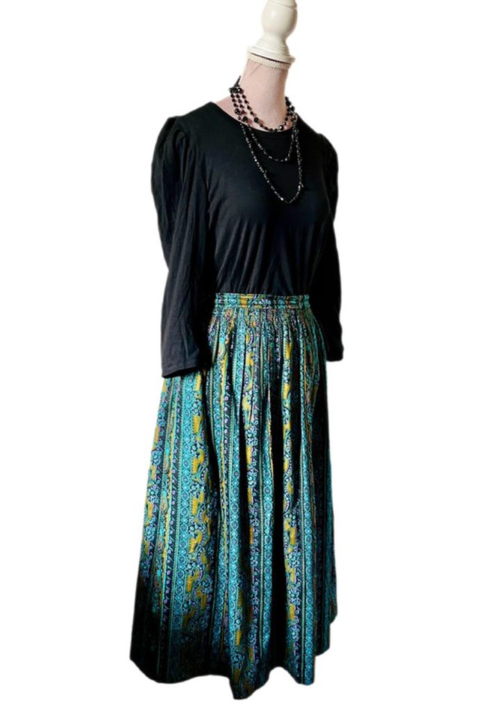 🖤🌿Jupe en coton vintage 42/44 Alpen Trachten Boho Autumn cottagecore whimsigoth long skirt🌿🖤 - photo numéro 3