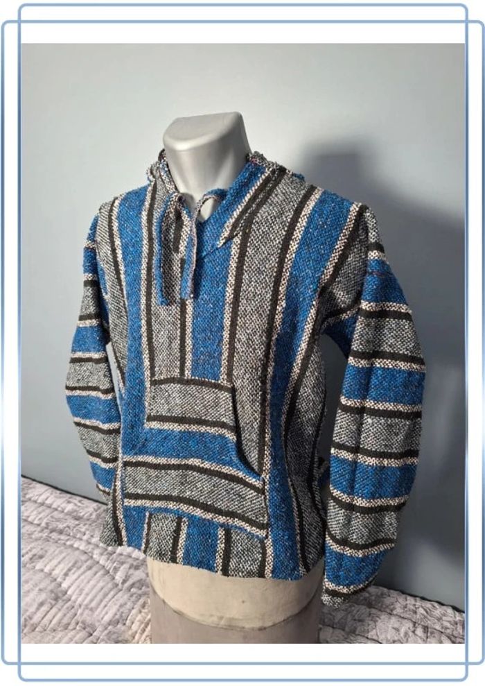 sweat a capuche / Hoodie/baja/poncho mexicain - taille M - homme - multicolore / fait main (313) - photo numéro 3