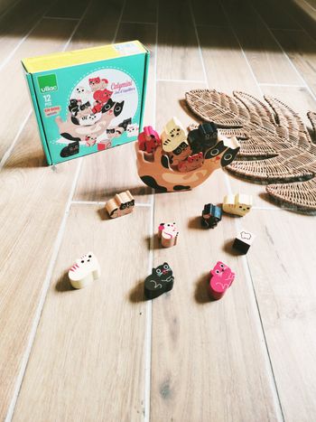 🐱Jeu d'équilibre Catymini Les chats en bois marque Vilac
