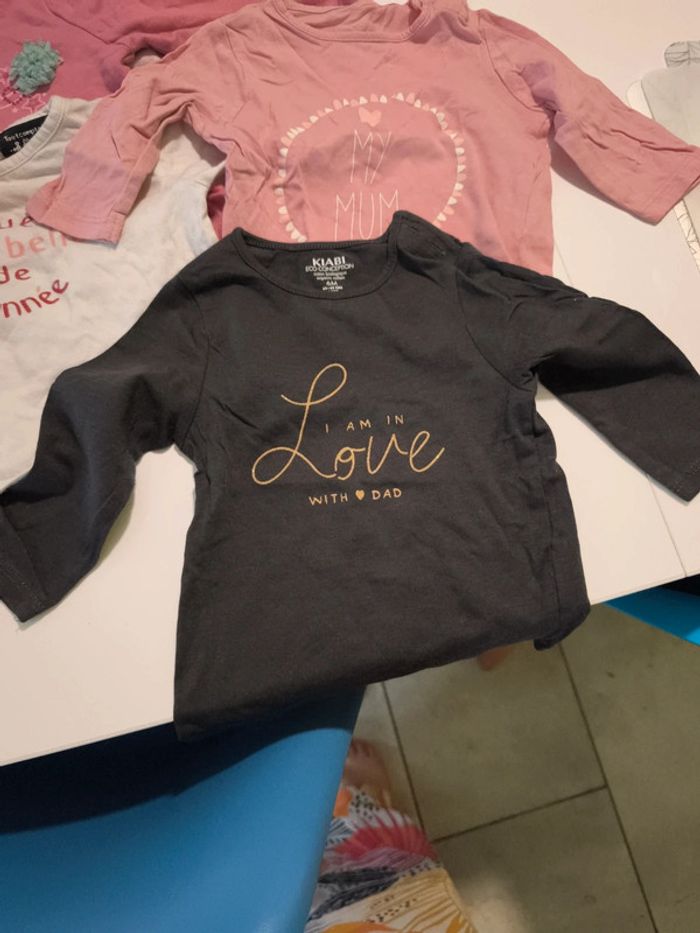 Lot Tshirt manche longue et sous pull 6 mois fille - photo numéro 2