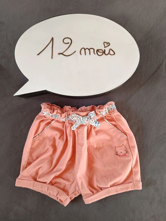 Short Fille 12 mois chat Sergent major icandy