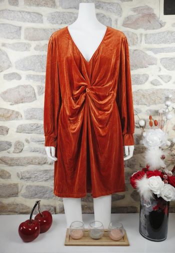 Robe torsadée en velours couleur cuivre doré Femme taille 52 marque Asos 🪷 
