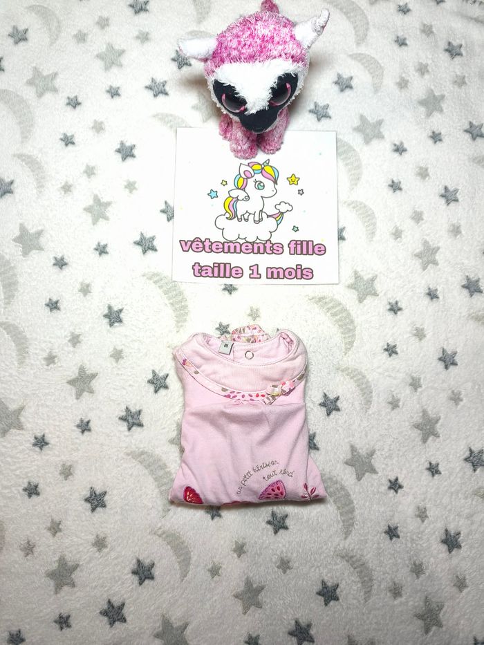 Combishort 2 en 1 fille inconnu - 1 mois - rose - très bon état - photo numéro 6